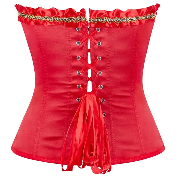 Gothic-Überbrustkorsett mit Rüschensaum und Armbinde für Damen