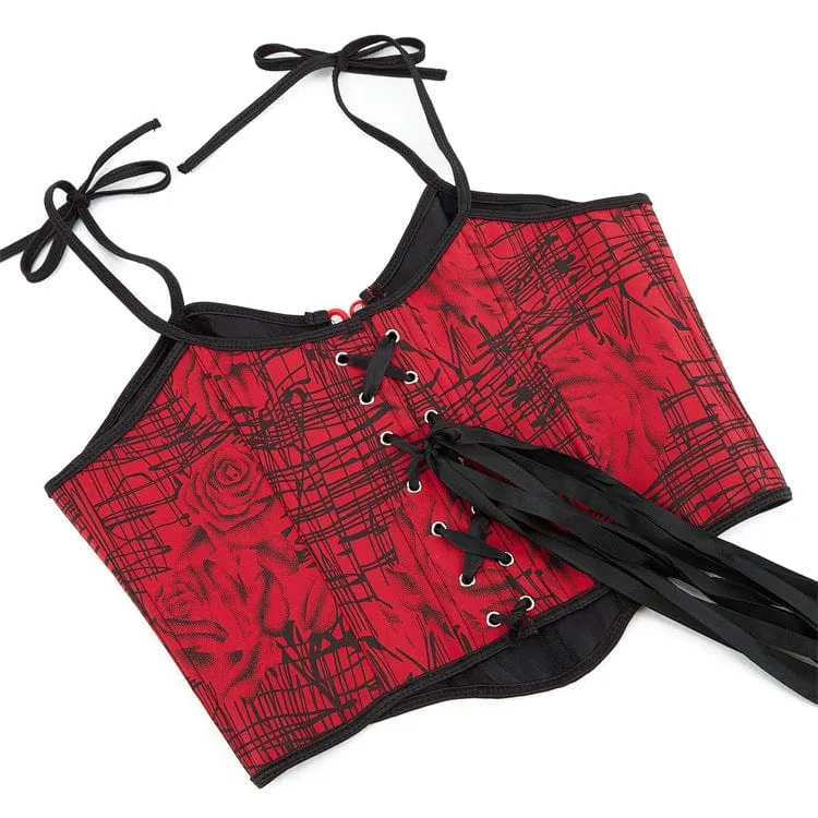 Gothic-Überbrustkorsett mit Frosch-Graffiti-Print für Damen