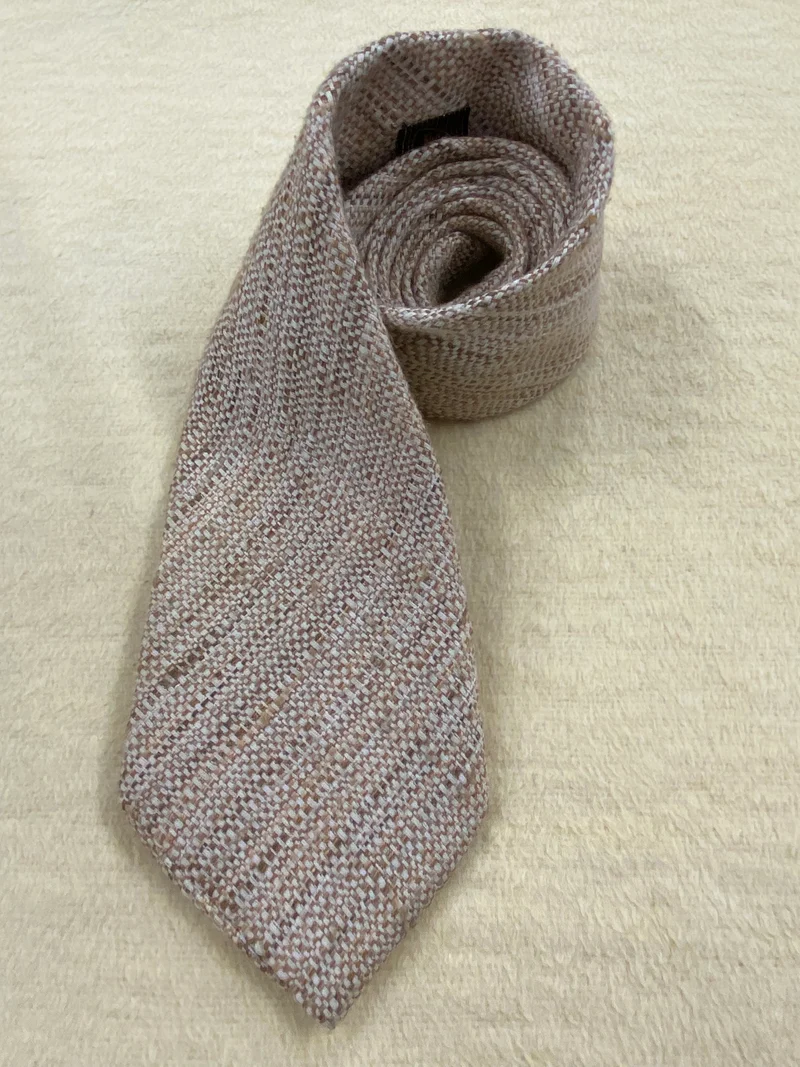 Vintage Strickkrawatte Herren Beige Braun Wollmischung 20er 30er Stil