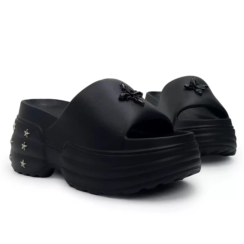 Grunge-Sandalen für Damen mit Sternenbesatz und klobiger Sohle