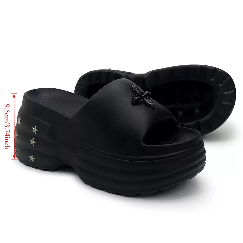 Grunge-Sandalen für Damen mit Sternenbesatz und klobiger Sohle