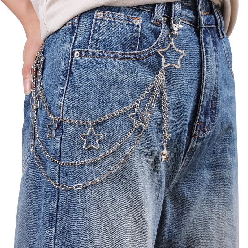 Unisex Punk Star Mehrlagige Taillenkette