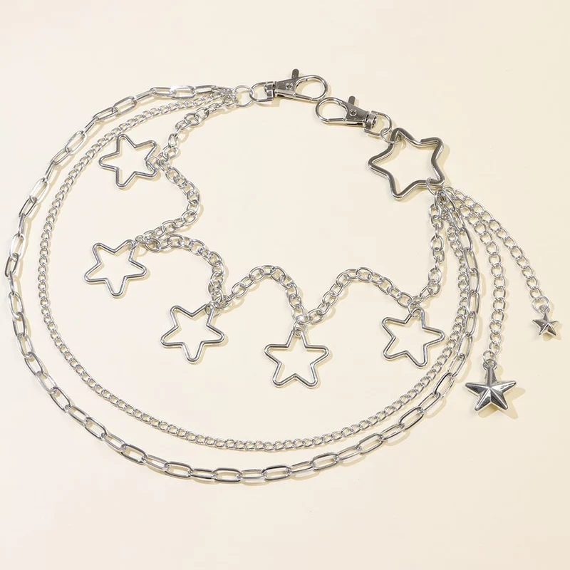 Unisex Punk Star Mehrlagige Taillenkette