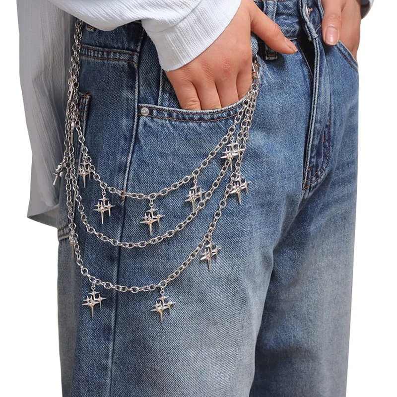 Unisex Punk Mehrlagige Sternenanhänger-Taillenkette