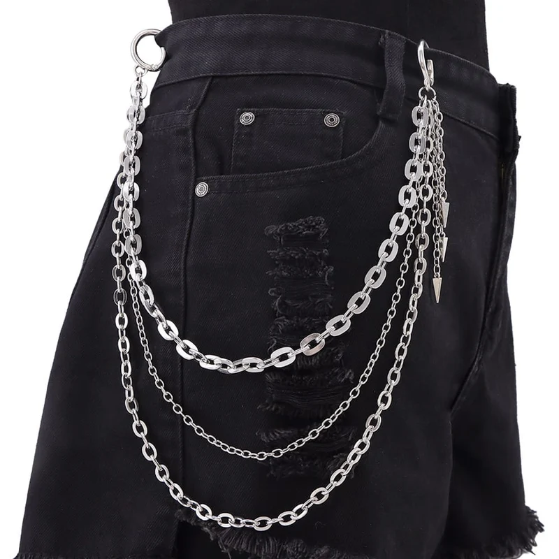 Unisex Punk Spike Anhänger Dreilagige Taillenkette