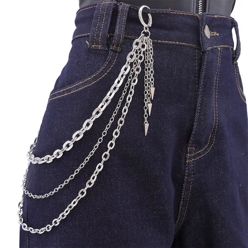 Unisex Punk Spike Anhänger Dreilagige Taillenkette
