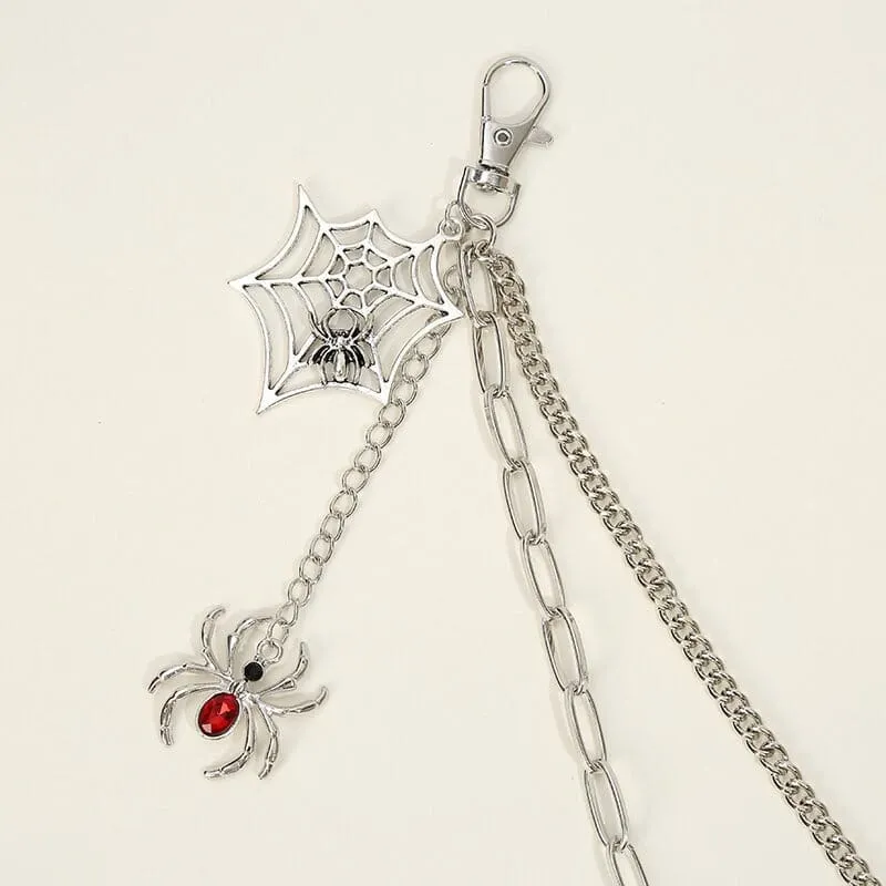 Unisex Punk Spinnennetz-Anhänger, zweilagige Taillenkette