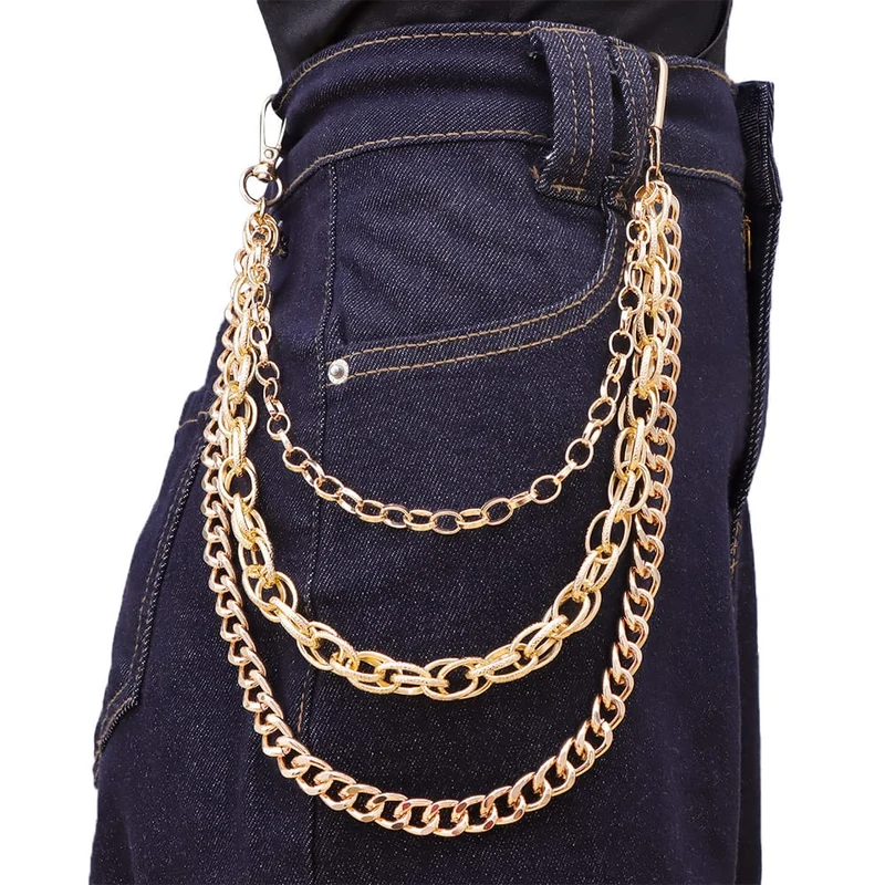 Unisex Punk Mehrlagige Metall-Taillenkette Hosenkette