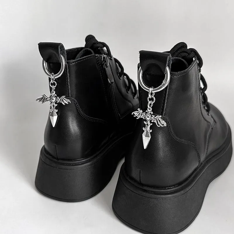 Unisex Punk Wing Cross Schuhanhänger Schuhaccessoires