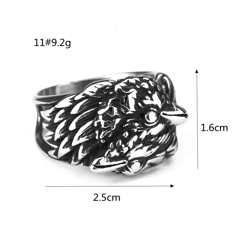 Herren Punk Vintage 3D Zwei Raben Ring