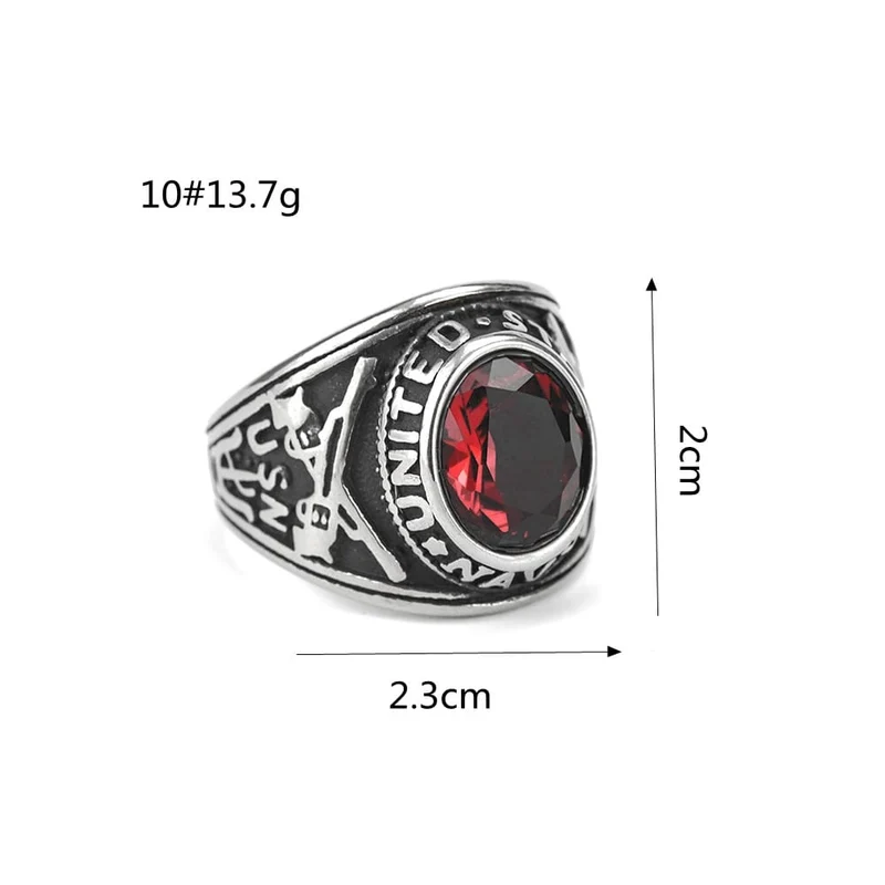Punk-Vintage-Ring für Herren mit simuliertem Rubin und Schnitzerei