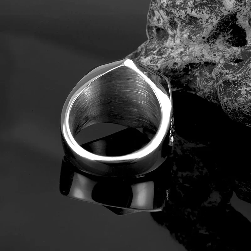 Punk-Ring für Herren mit sechseckigem Totenkopf-Motiv