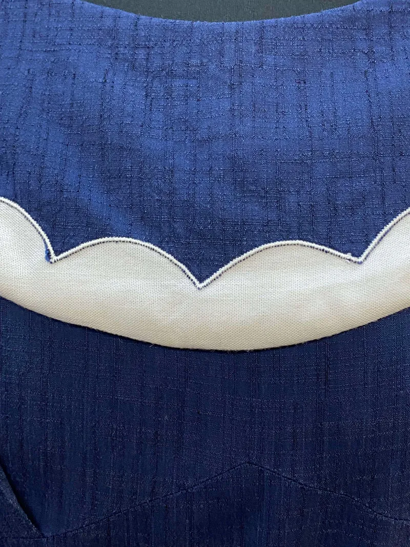 50er Jahre Kleid Damen Vintage Blau Weiß Gr. 42 | Original Matrosenkleid handgefertigt