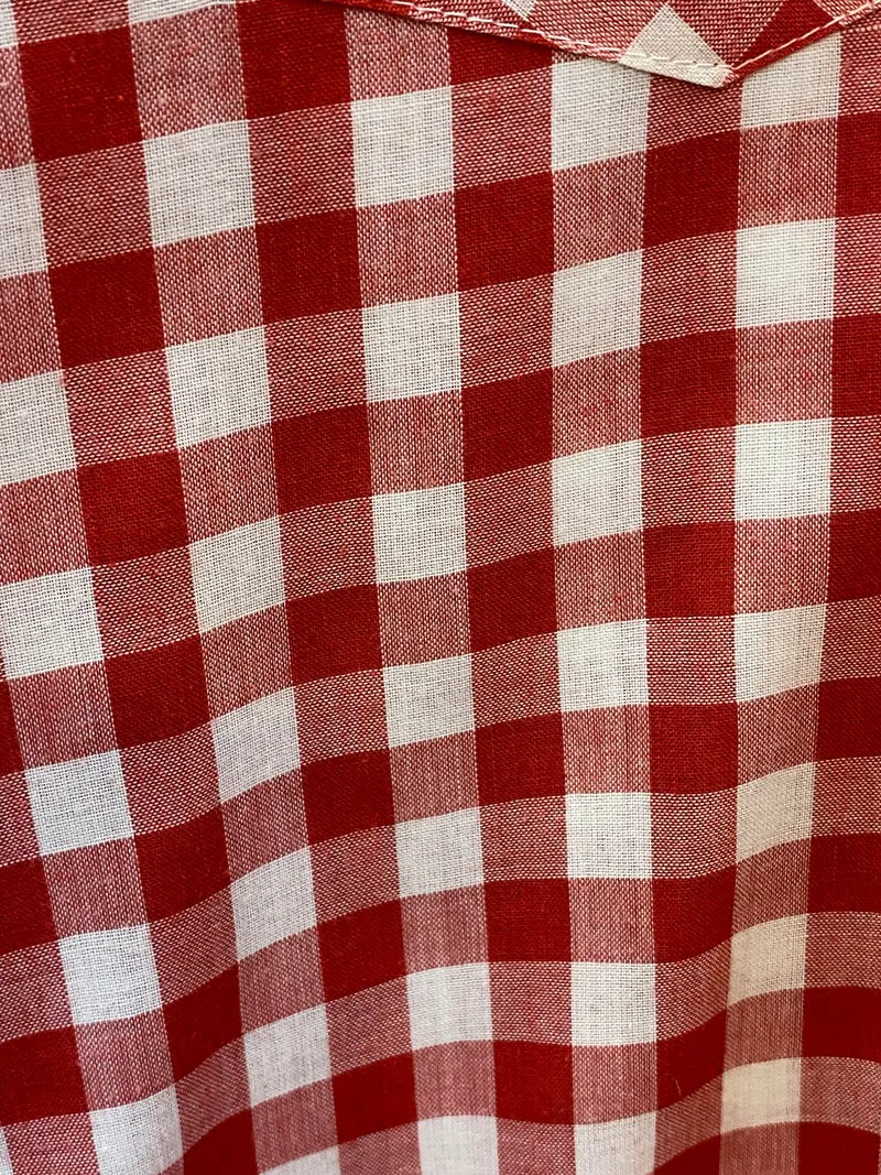 Vintage Trachtenhemd Herren rot weiß kariert Gr. 40 | Langarm