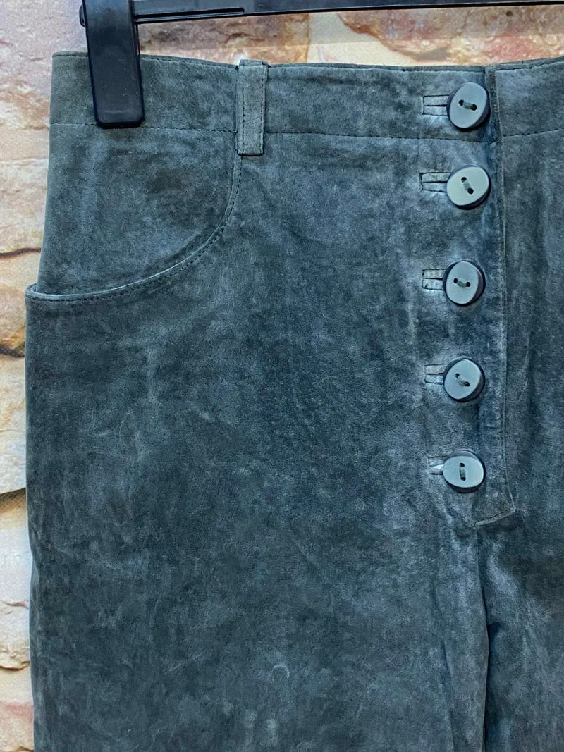 Trachten-Lederhose Damen in Dunkelgrau Gr.44