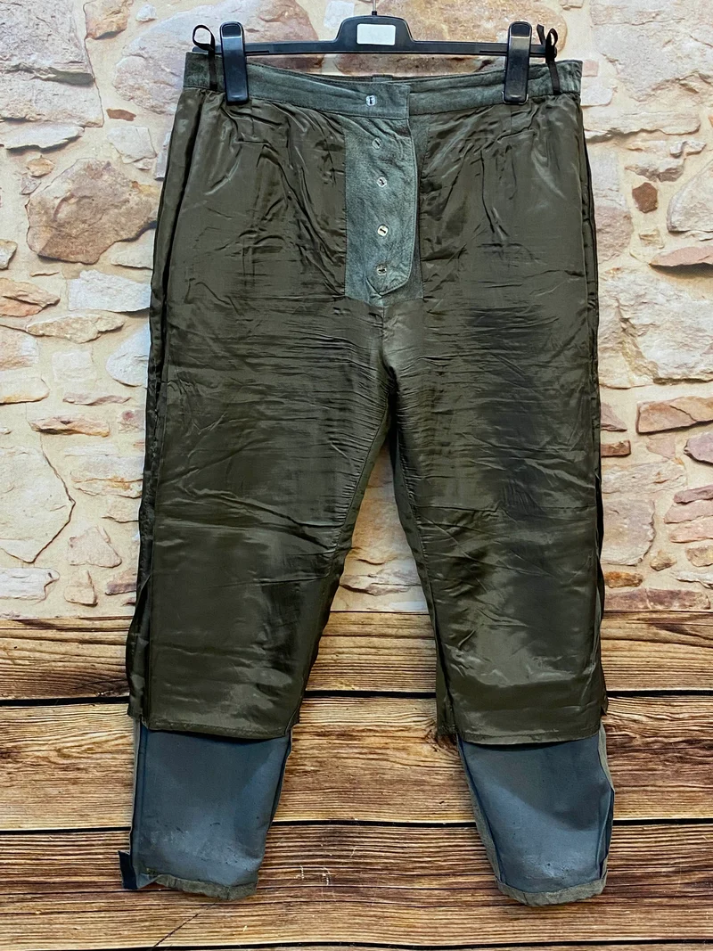Vintage Damen Trachtenlederhose lang Gr. 46 olivgrau - Alphorn