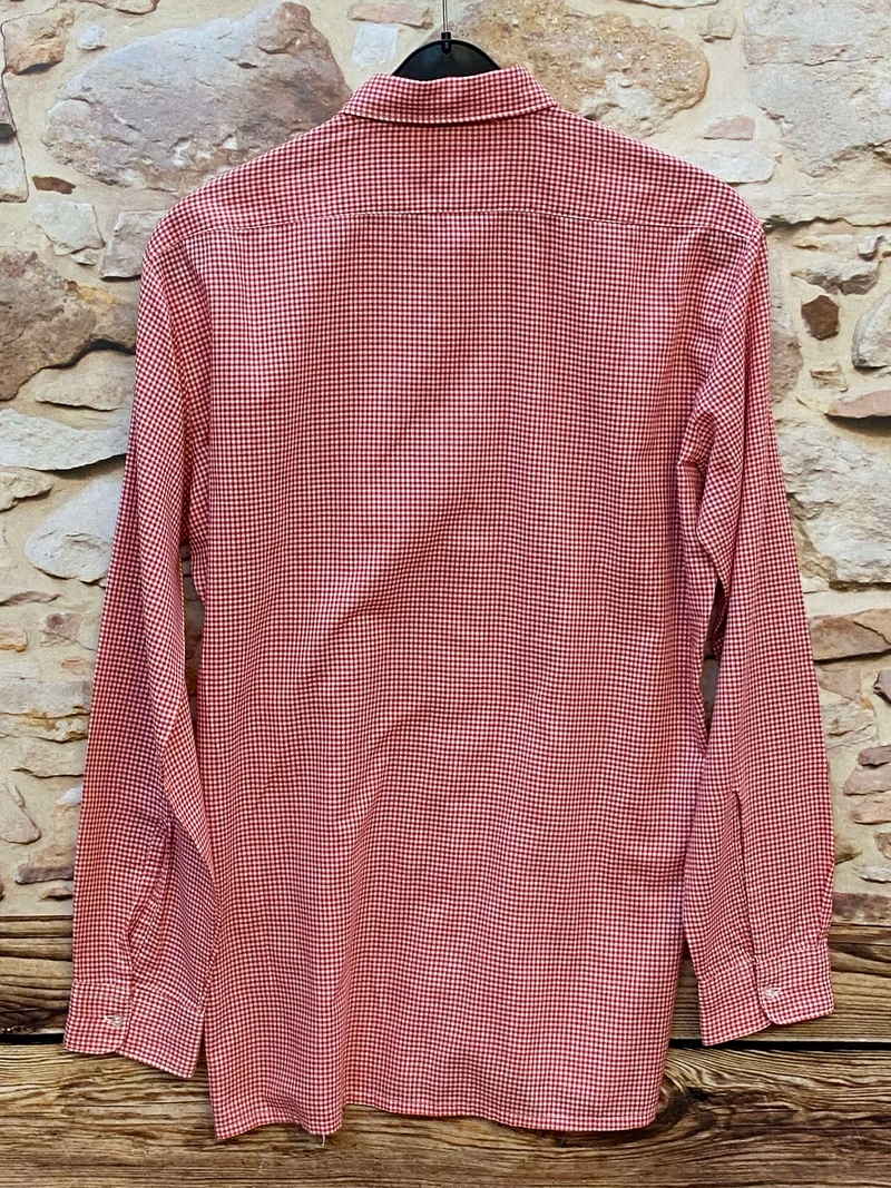 Vintage Trachtenhemd Herren Rot-Weiß Fein Kariert Gr. 42 – C&A Nil