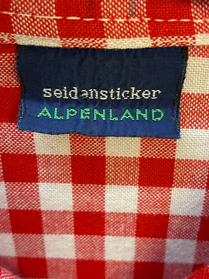 Vintage Trachtenhemd Herren Rot-Weiß Kariert Gr. 41 – Seidensticker Alpenland