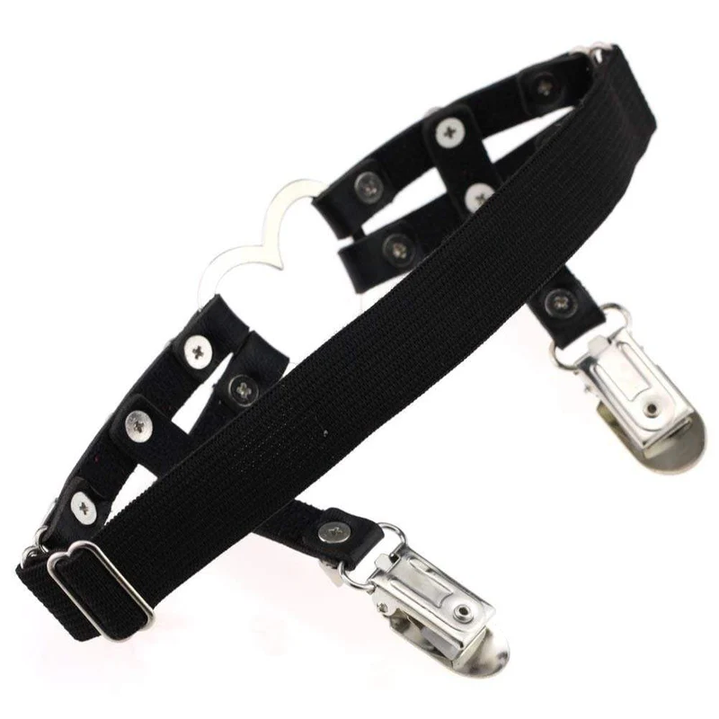 Damen Punk Niet Herz PU Leder Bein Ring Strumpfband