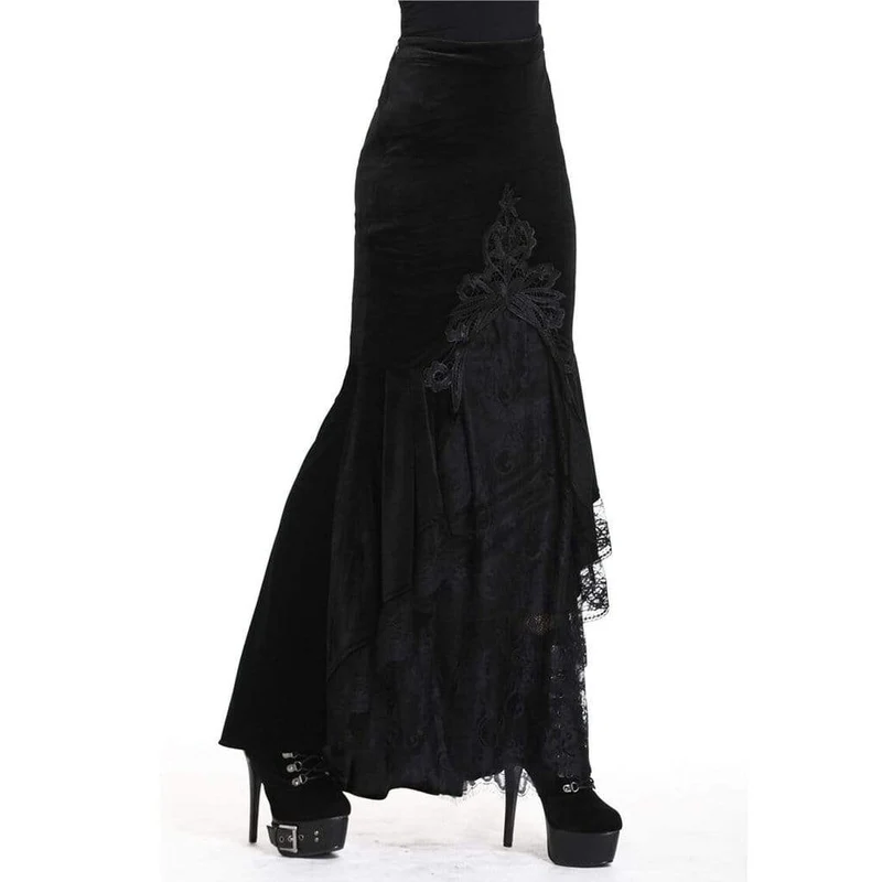 Frauen Velour und Lace Goth Meerjungfrau Rock