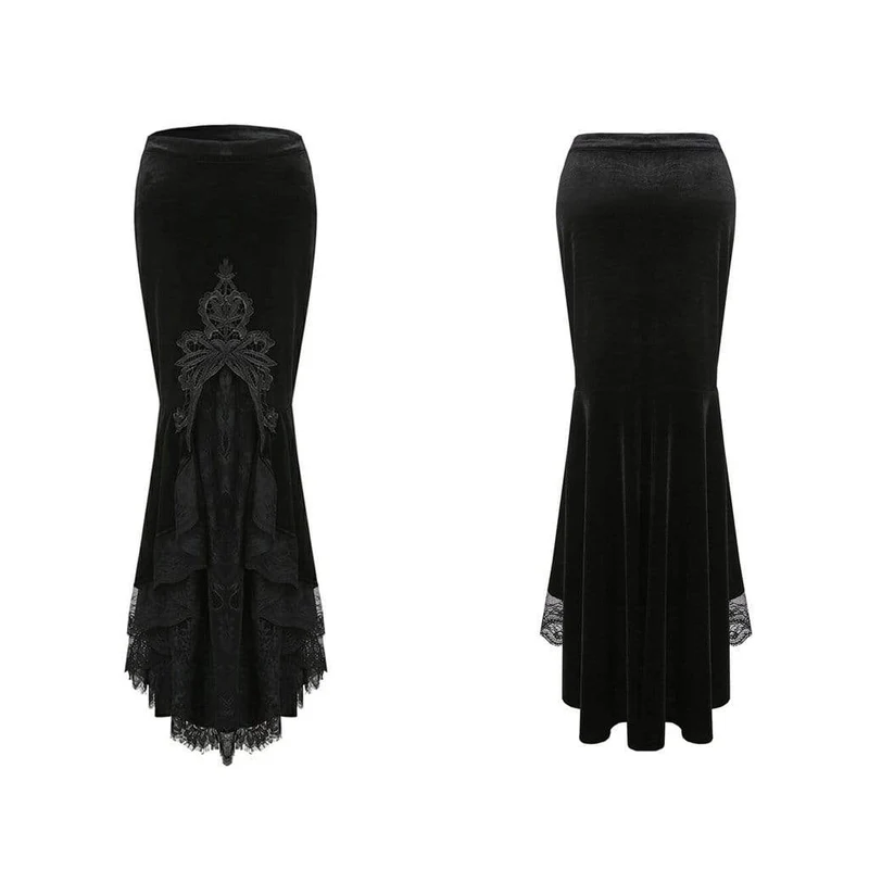 Frauen Velour und Lace Goth Meerjungfrau Rock