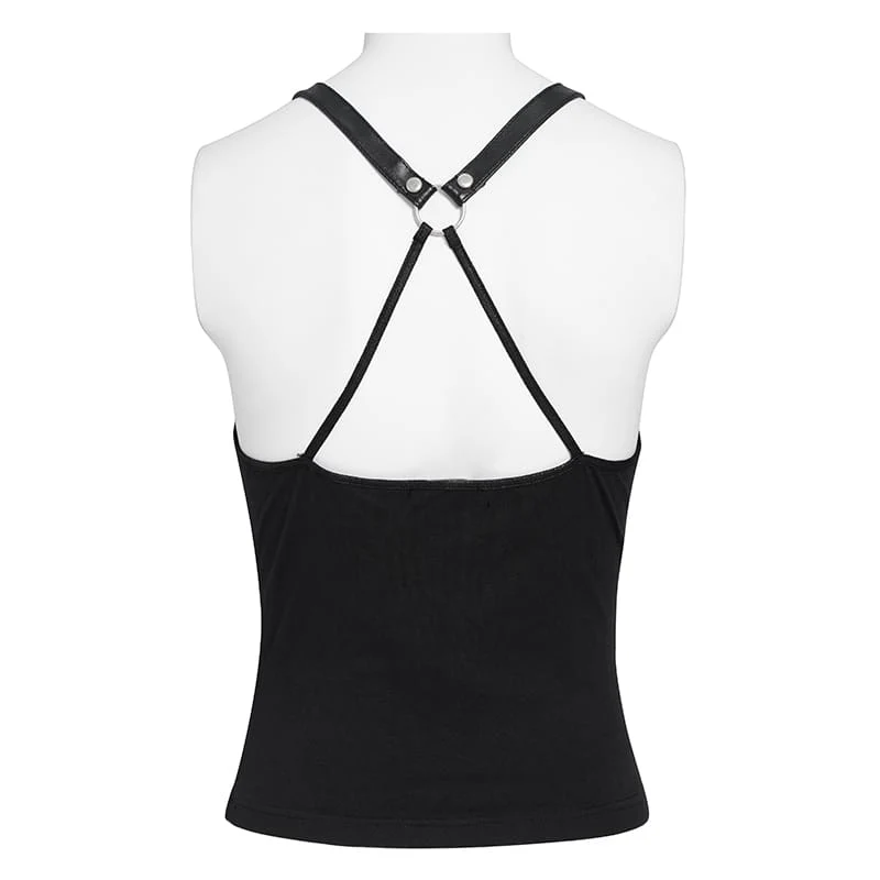 Damen Short Strappy Punk Top