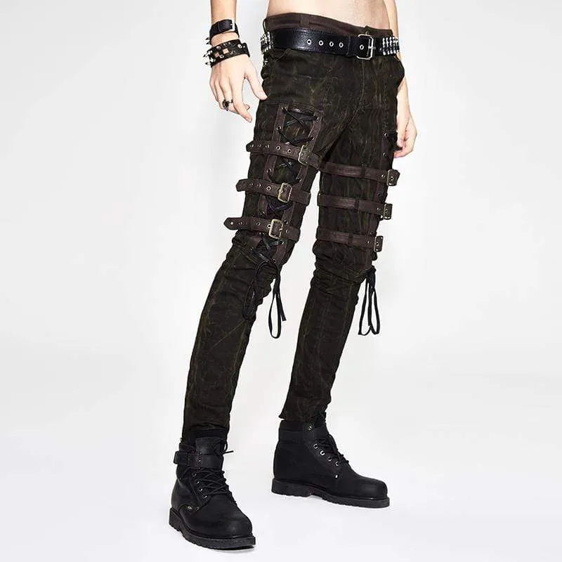 Herren Punk Style Mid Rise Jeans