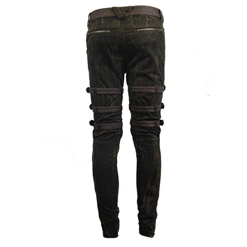 Herren Punk Style Mid Rise Jeans
