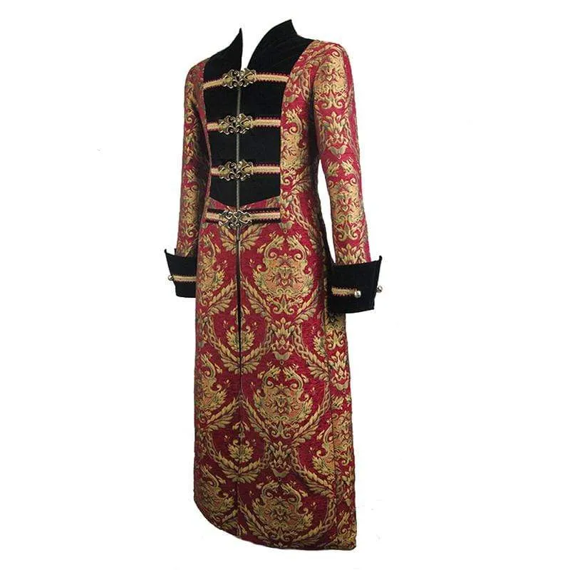 Herren Rot und Gold Vintage Long Coat