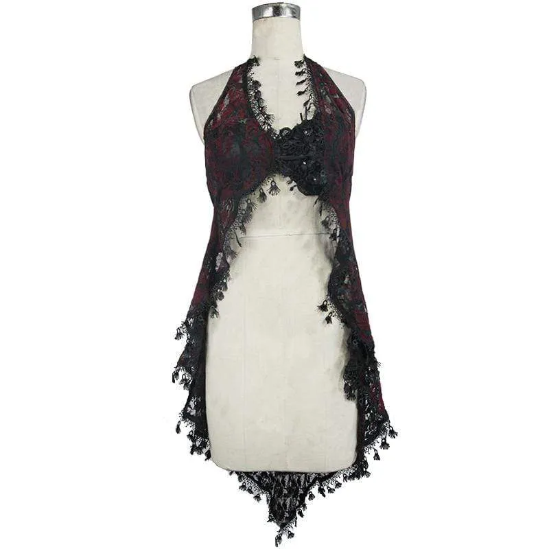 Frauen Red & Black Neckholder Top