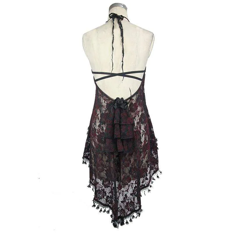 Frauen Red & Black Neckholder Top