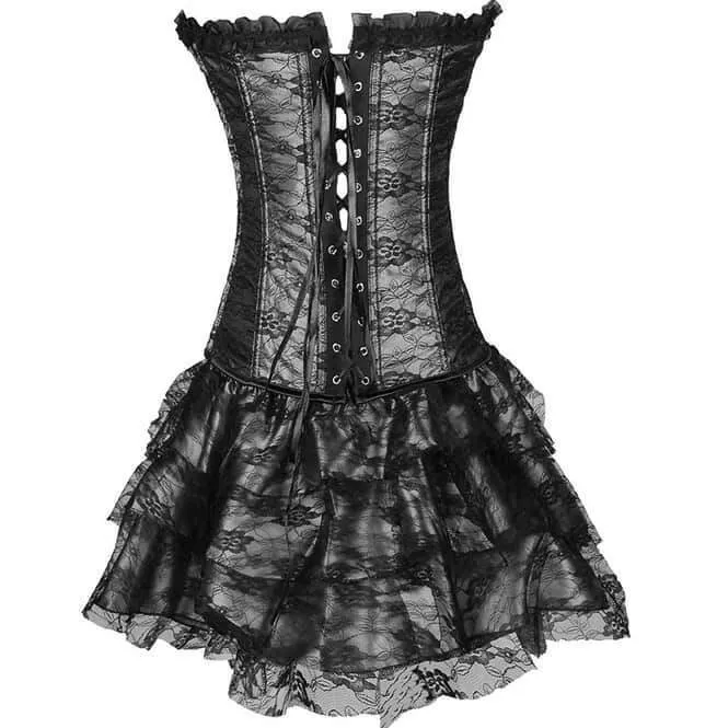 Damen Goth Schnürkorsett Bustier mit Rock