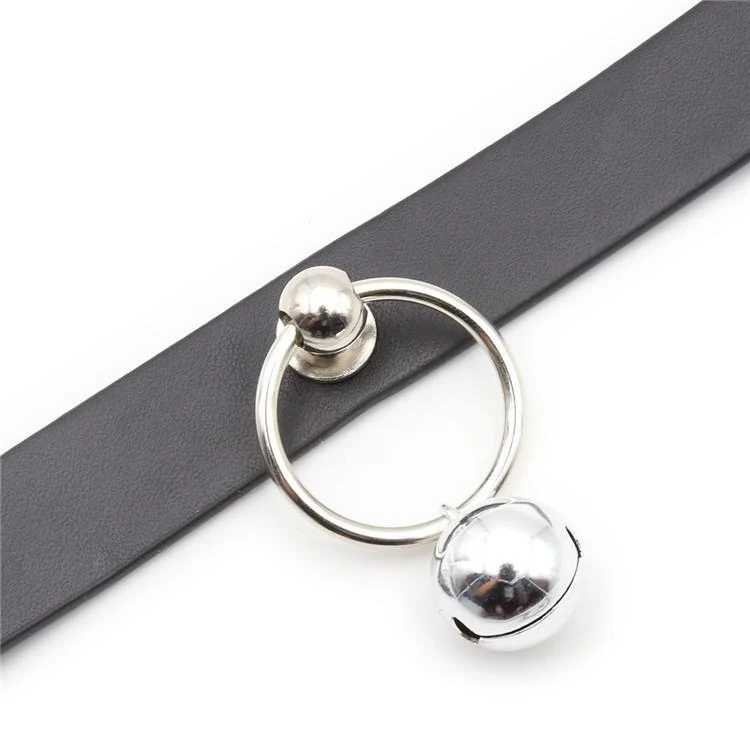 Damen Punk O-Ring Schwarz Choker Mit Glöckchen