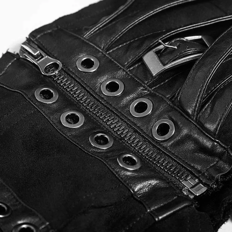 Frauen Steampunk Buckle Up Side Slit Maxirock