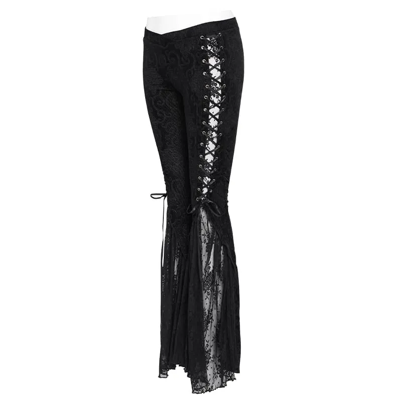Damen Goth Lace Rüschen Hose