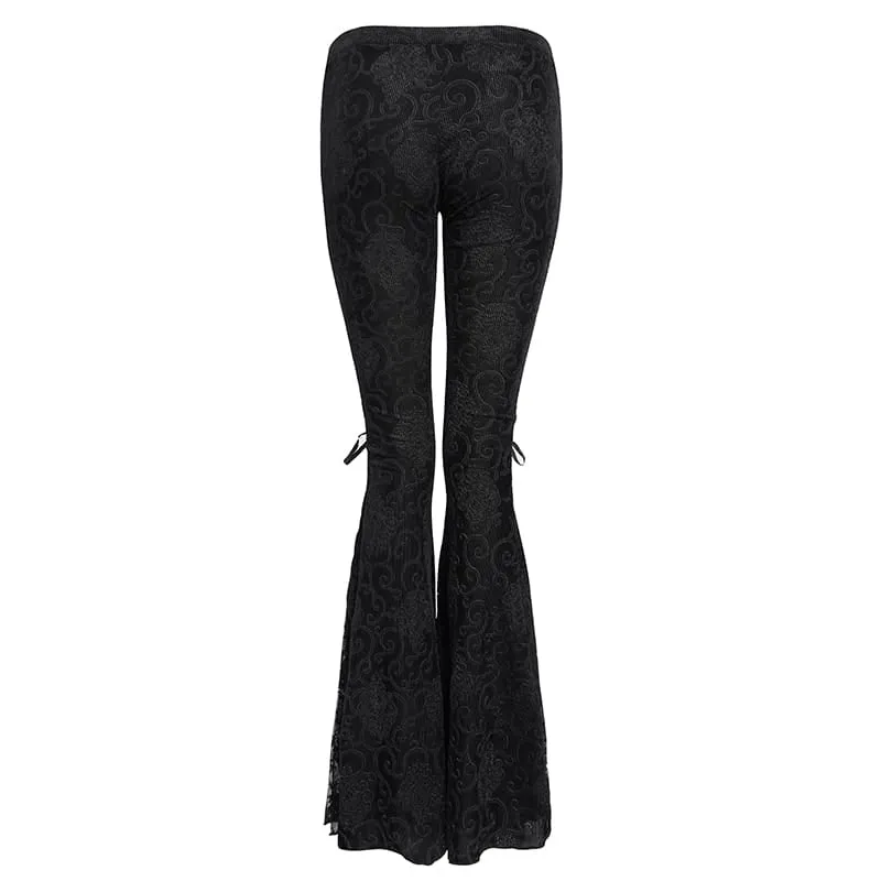 Damen Goth Lace Rüschen Hose