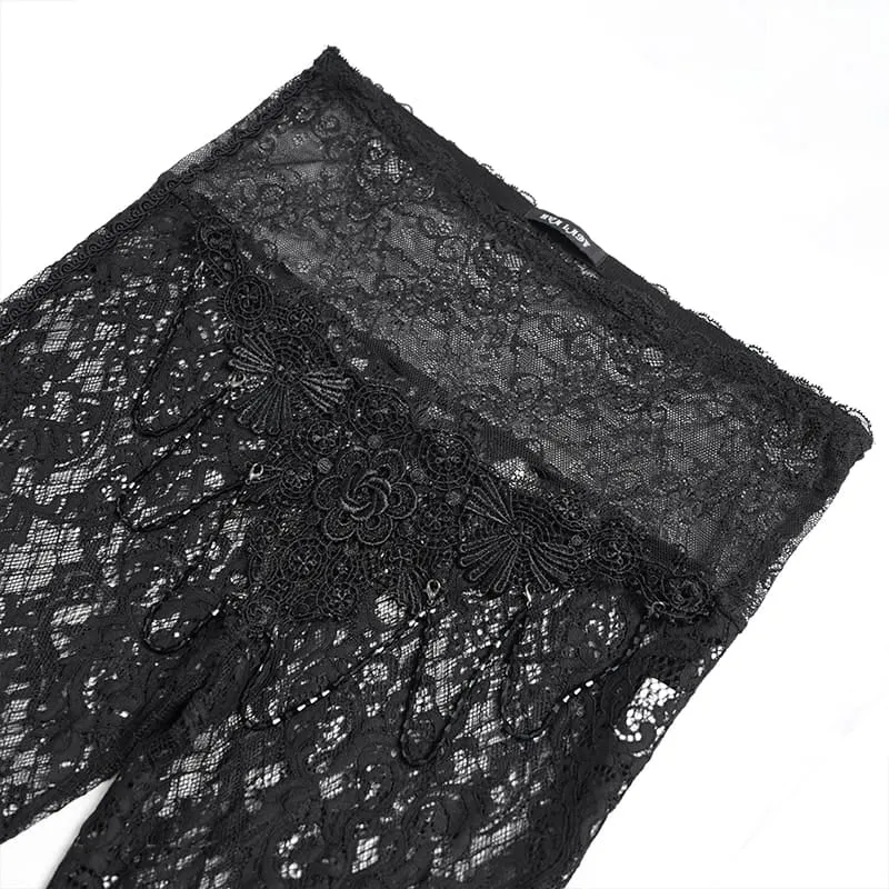 Damen Gothic Flared All-Lace Hosen