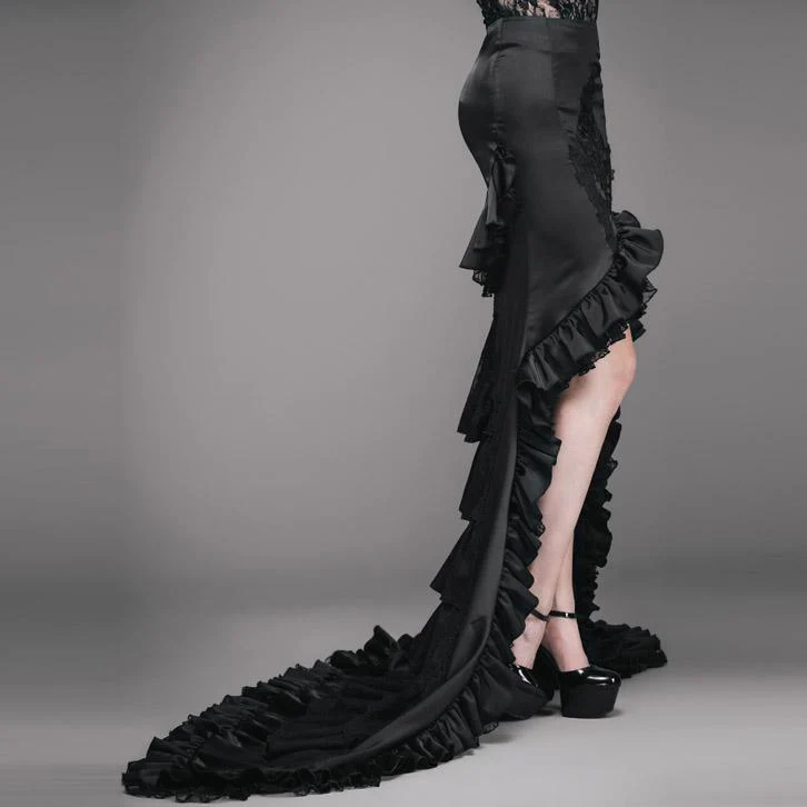 Asymmetrischer Goth Punk Rüschenrock für Damen