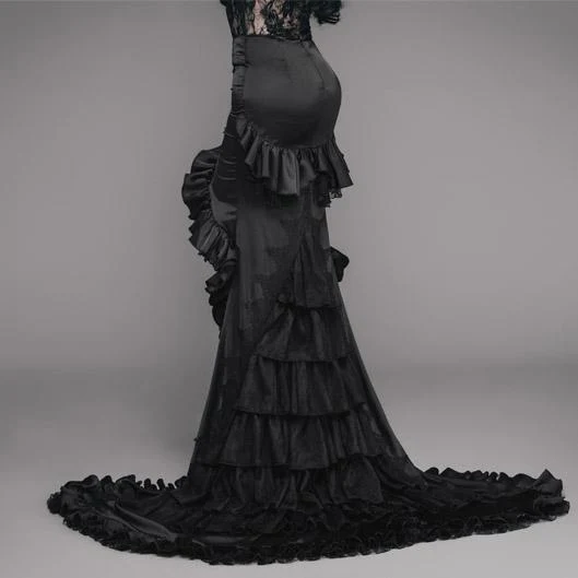 Asymmetrischer Goth Punk Rüschenrock für Damen