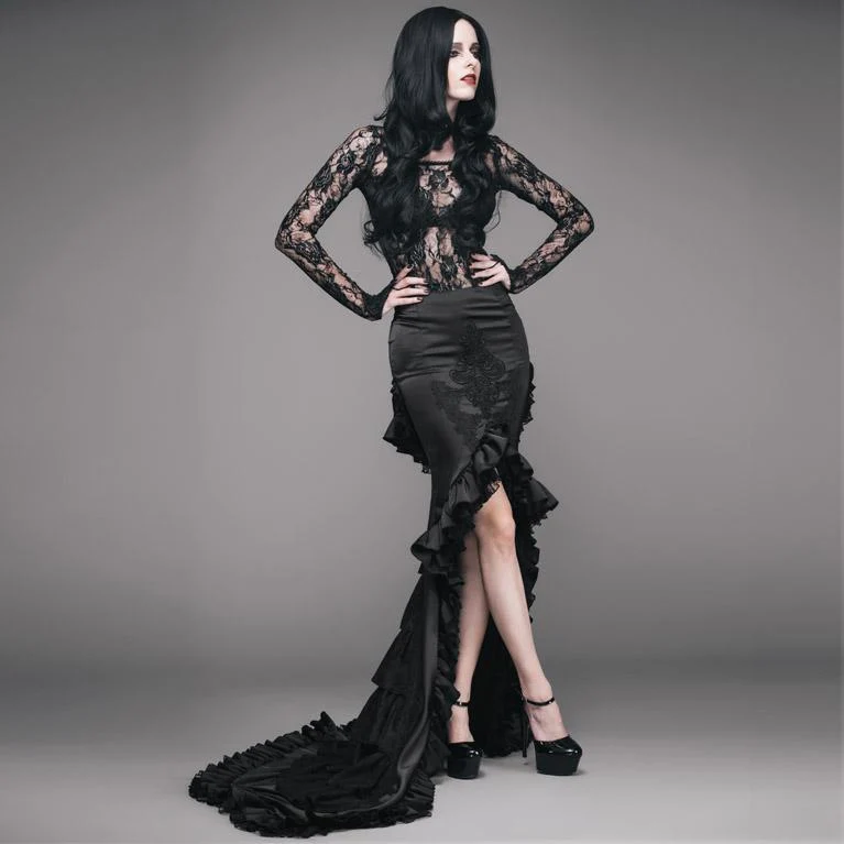 Asymmetrischer Goth Punk Rüschenrock für Damen