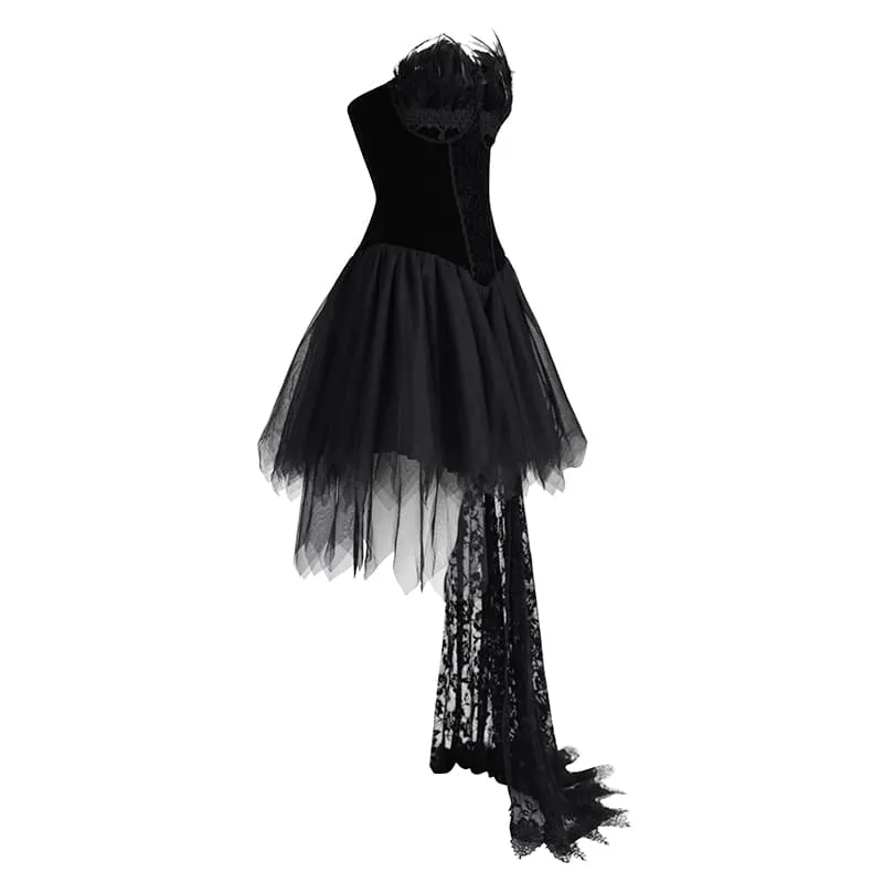 Kurzes Grunge-Punk-Goth-Hochzeitskleid für Damen
