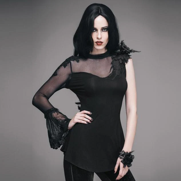 Frauen Goth One Sleeve Top