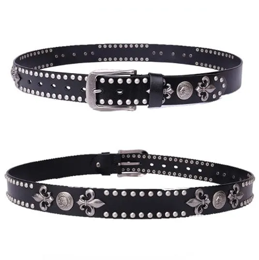 Herren Punk Rock Skull Rivet Studded Gürtelschnalle Gürtel