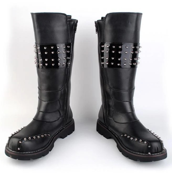 Herren Buckle Strap Punk Rivet Reitstiefel Martin Boots