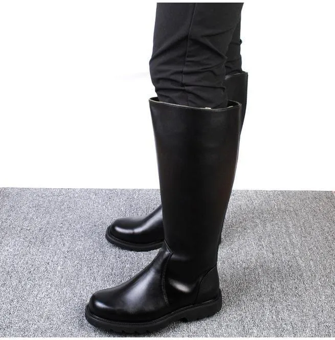 Herren Cowboy Rindsleder Knöchel Biker Zipper Boots