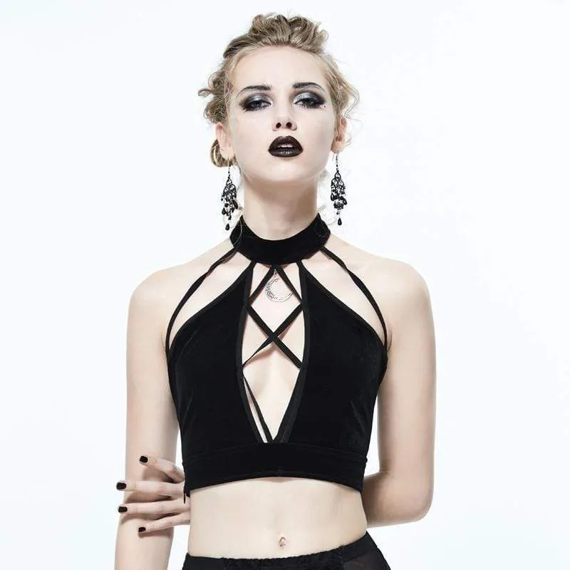 Damen Strappy Punk Neckholder Top