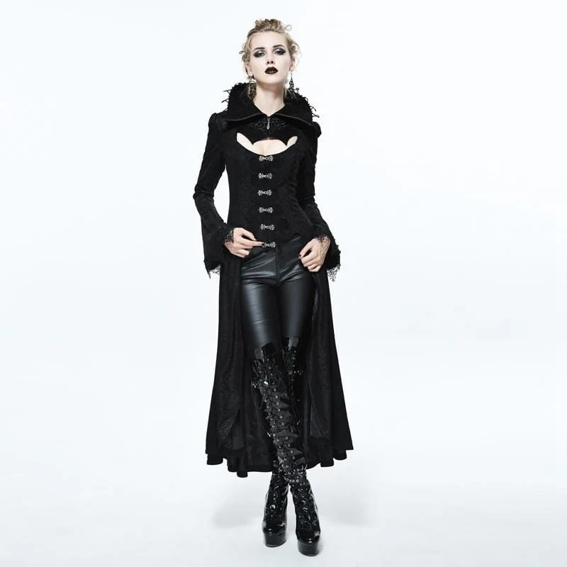 Frauen Goth Gehrock Mit Stehkragen