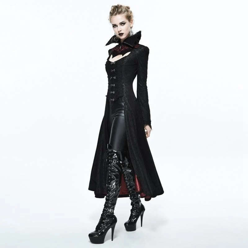 Frauen Goth Gehrock Mit Stehkragen