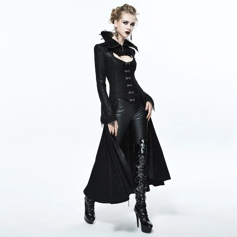 Frauen Goth Gehrock Mit Stehkragen