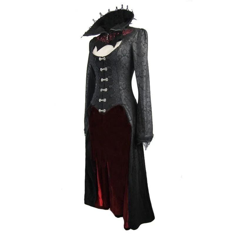 Frauen Goth Gehrock Mit Stehkragen